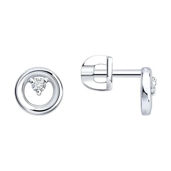 Серебряные серьги DIAMANT-ONLINE с бриллиантом выращенным 925 пробы