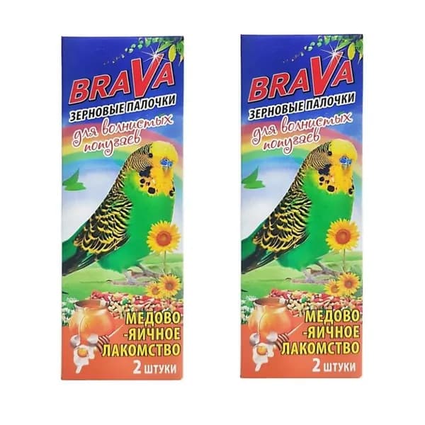 BraVa Лакомство для попугаев, палочки медово-яичные, 90 г, 2 шт