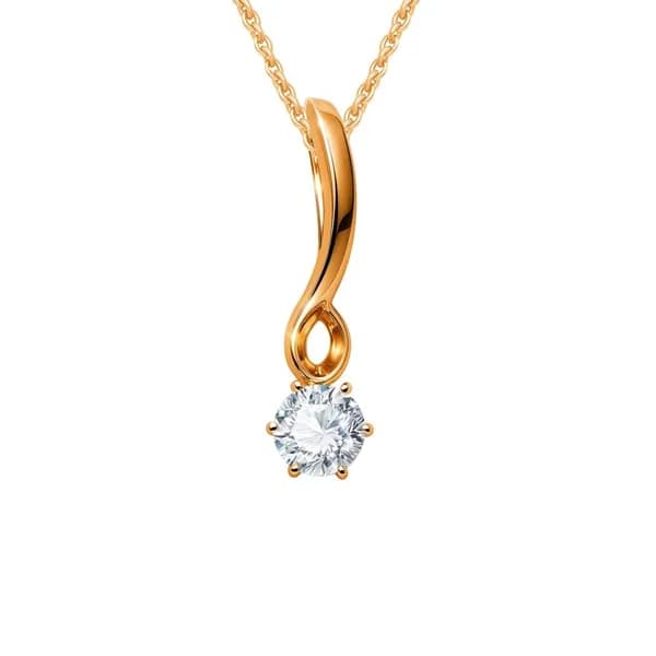 Подвеска на шею с фианитом из красного золота 585 пробы 585GOLD