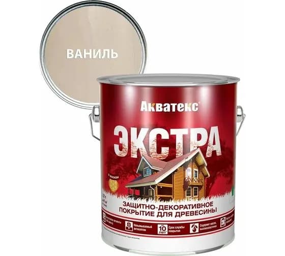 Пропитка АКВАТЕКС Экстра защитно-декоративная для древесины, ваниль (0,8л)