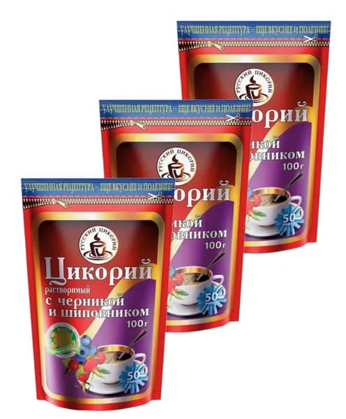 Русский цикорий Цикорий растворимый с черникой и шиповником 100 г. (3 шт.)