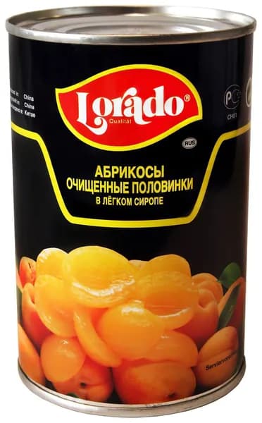Абрикосы Lorado очищенные в легком сиропе, 425г