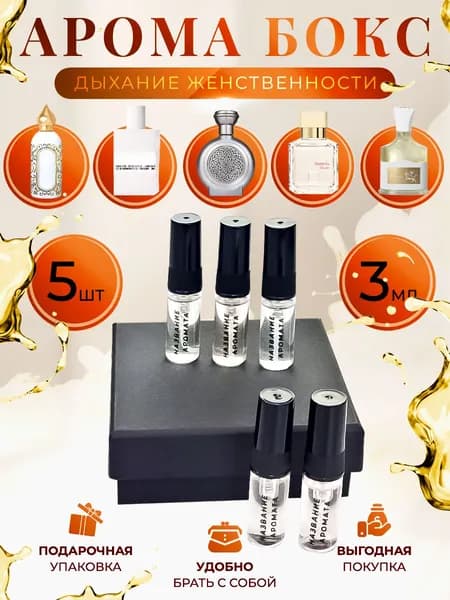 Набор духов женский "Дыхание женственности" аромабокс из 5 ароматов / мини духи по 3мл