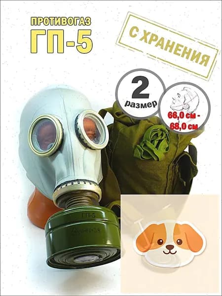 Противогаз гражданский ГП-5, р.2 (комплект, с хранения)