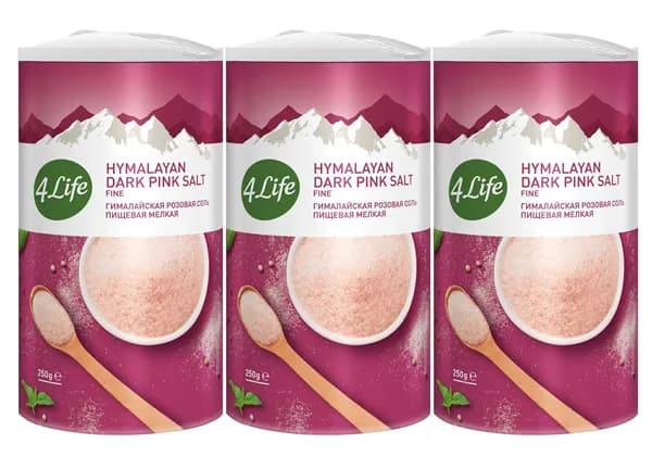 4Life Соль гималайская розовая мелкая в тубе, 250г х 3шт