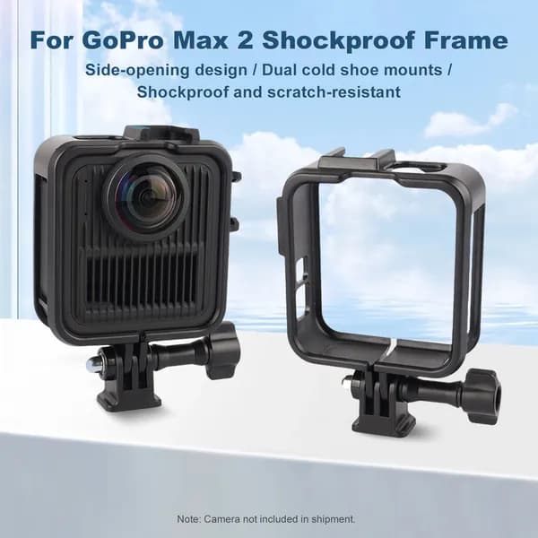 Защитный каркас из поликарбоната для GoPro MAX 2 с двумя холодными башмаками и боковым окном