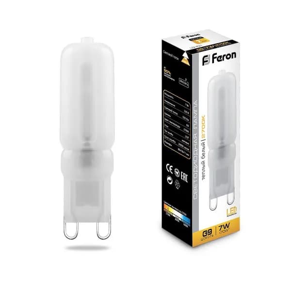 Лампа светодиодная Feron LB-431 G9 7W 230V 2700K FERON 25755