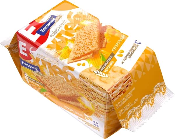 Хрустящие вафельные хлебцы "Елизавета" кукурузные 4пачки по 80гр.