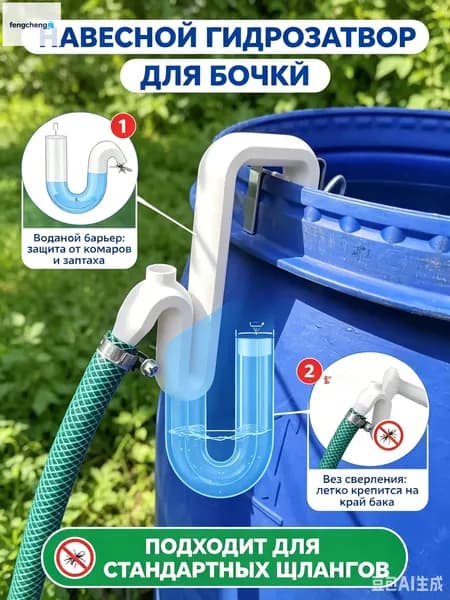 Сливной кран для бочки садовый, сифон-автослив без сверления - автоматический перелив для дождевой воды, садовый водоотвод и аксессуары для бочек
