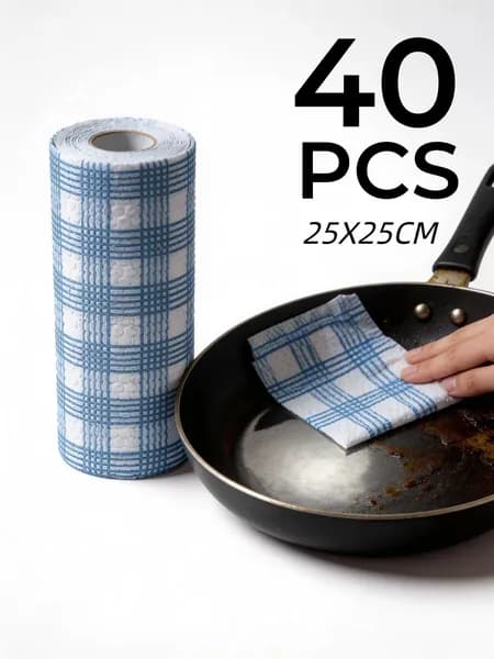Салфетки для уборки, клетчатый узор, 25x25 см, 40 шт.