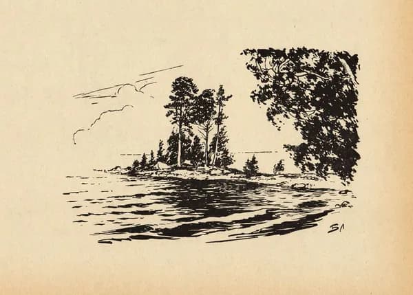 1966 год. Берег. Байкал. Б.И.Лебединский, старинная литография