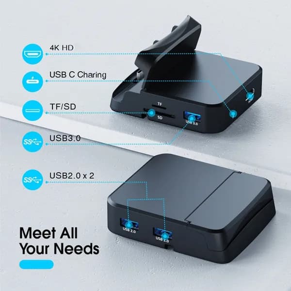 Хаб Type-C на HDMI для Nintendo Switch с подставкой и охлаждением