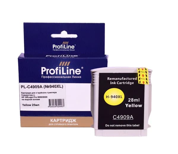 Картридж для струйного принтера HP 940XL C4909A ProfiLine для HP Officejet Pro 8000/8500, увеличенной емкости, цвет желтый