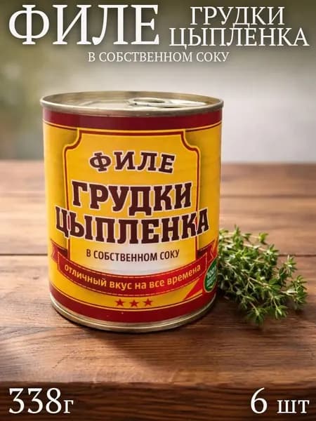 Филе грудки цыпленка в собственном соку 338г 6 шт