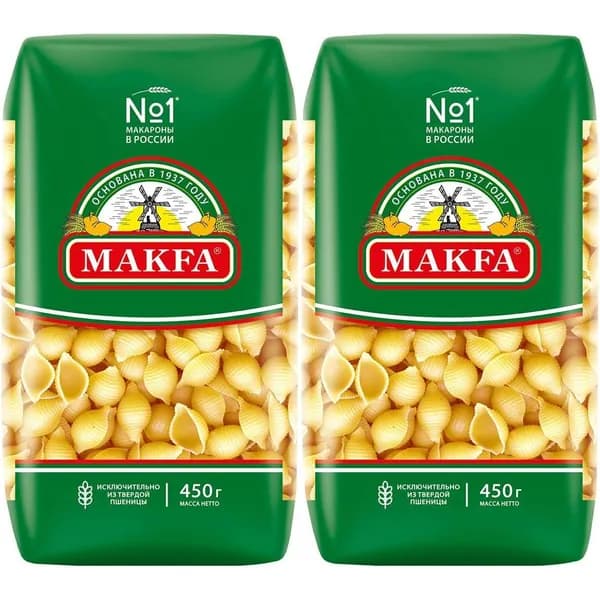 Макаронные изделия Makfa Ракушки 450 г, набор: 2 штуки