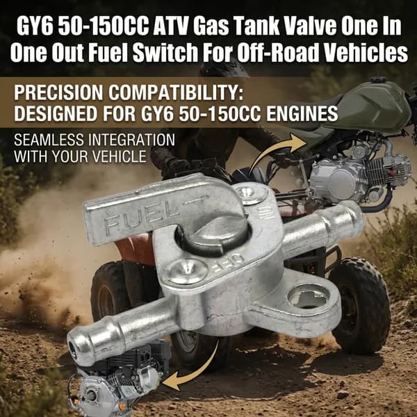 Топливный кран для квадроцикла GY6 50-150 куб.см с одним входом и одним выходом