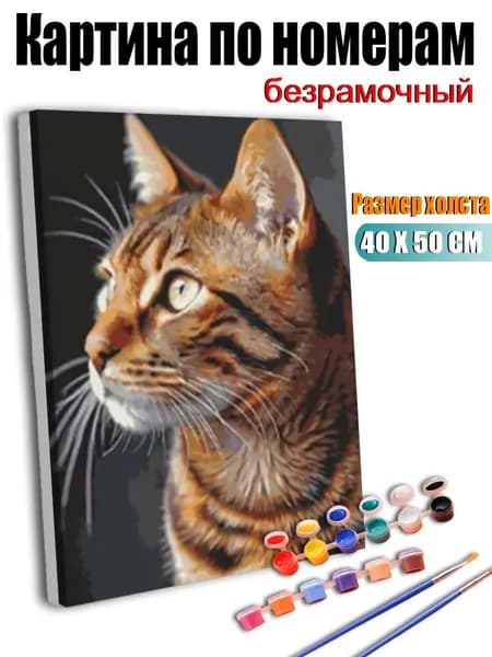 Картина по номерам "Портрет бенгальского кота"