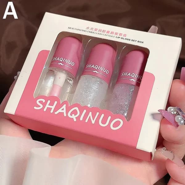 3шт. Набор блесков для губ Water Gloss Lip Glaze, увлажняющий прозрачный бальзам для губ, меняющий цвет