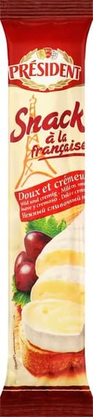 Сыр мягкий PRESIDENT Snacka a la francaise с белой плесенью 60%, без змж, 170г