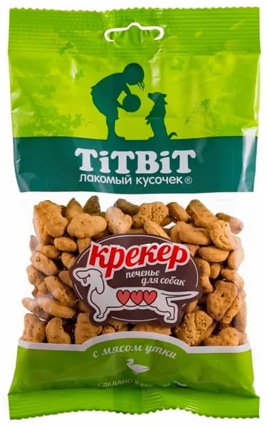Крекер с мясом утки, печенье для собак, TiTBiT, 1х100 грамм