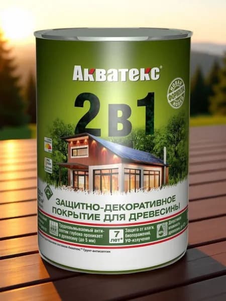 АКВАТЕКС 2 в 1, Пропитка декоративная грунтовка 0.8л, Сосна