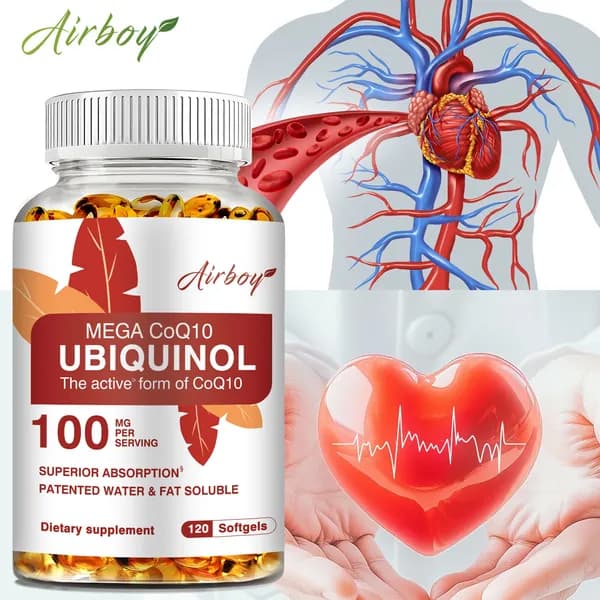Биологически активная добавка Airboy Panthenol Coenzyme Q10 разработана для поддержания здоровья сердца, обеспечивая антиоксидантные свойства и являясь водорастворимой и жирорастворимой.