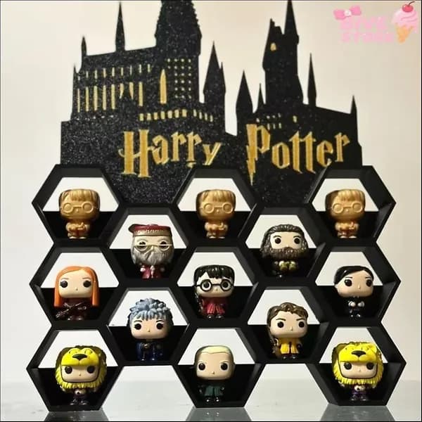 Шкафчик для игрушек по Гарри Поттеру Стеллаж с фоном замка Хогвартс Шестиугольный стеллаж для демонстрацииFunko Pop(без игрушек...