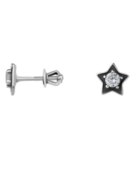 Серебряный каприз, серьги серебро 925, пусеты звездочки с камнями
