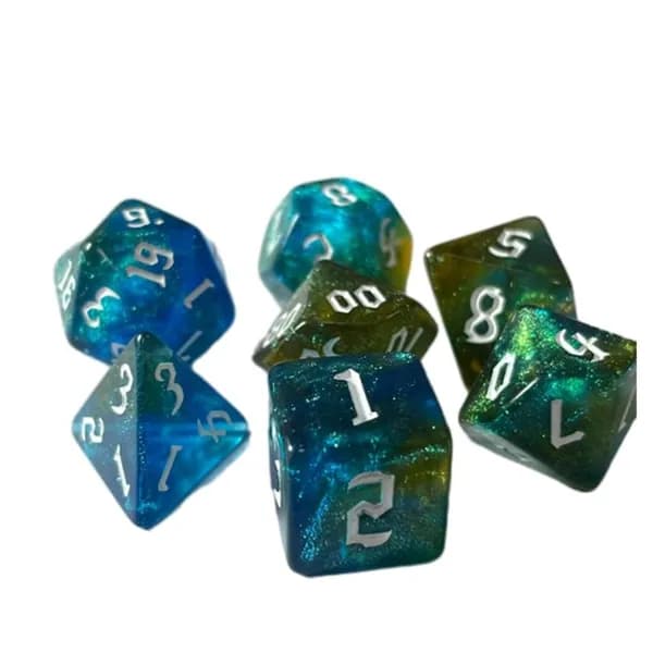 7 кубиков для настольных игр, голубое золото