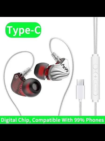 6D HIFI проводные внутриканальные наушники с микрофоном Белы