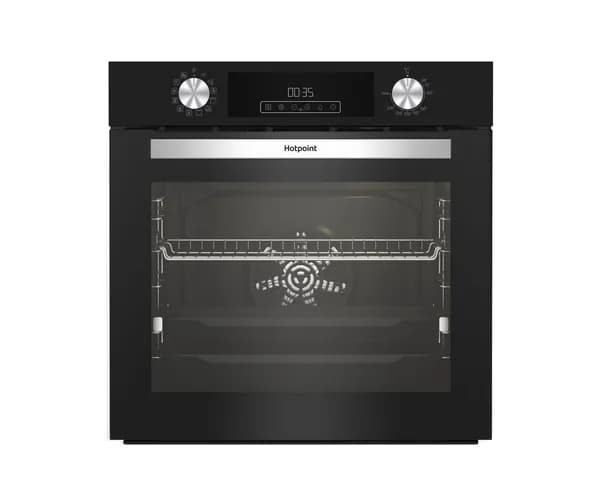 Духовой шкаф электрический встраиваемый Hotpoint HFE8 921 H BL, 72 л, гриль, конвекция, 12 режимов, очистка паром, дисплей, телескопические направляющие, блокировка от детей, черный