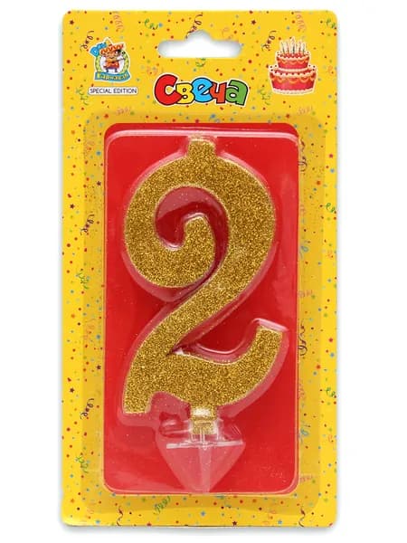 Miland Свечи для торта цифра 2, 7 см, 1 шт