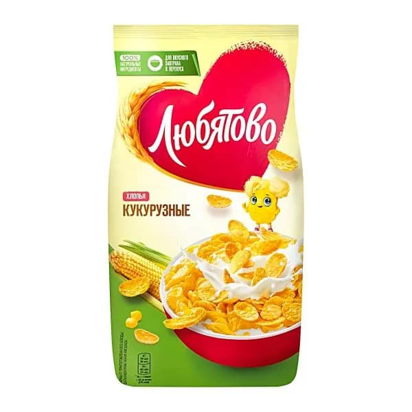 Хлопья Любятово Кукурузные 300г