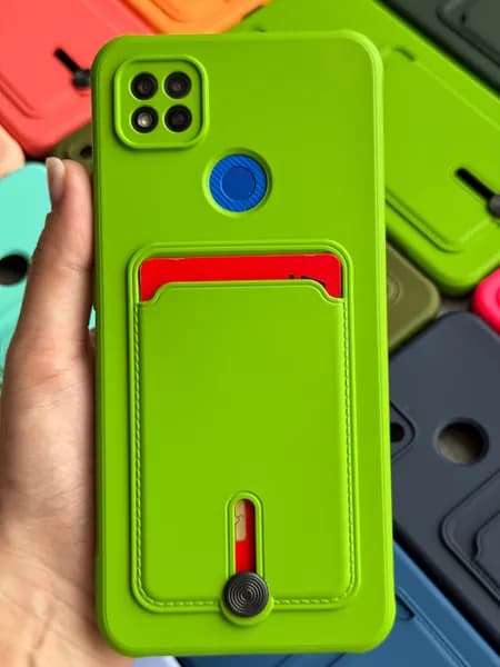 Чехол на Redmi 9C, 10A, зеленый с карманом для банковской карты
