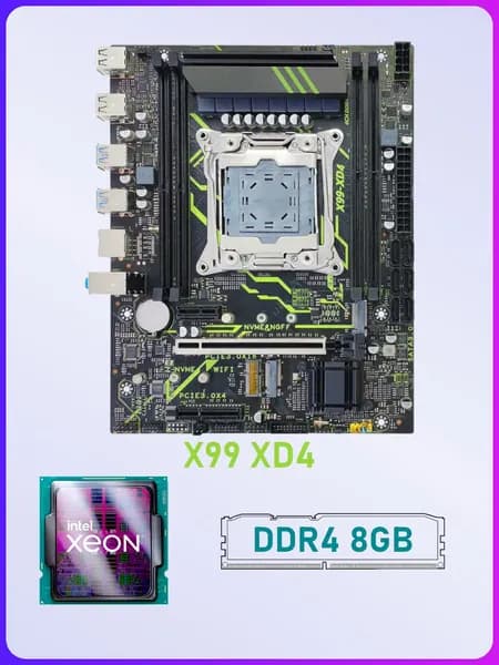 Atermiter X99-XD4 + процессор E5-2630 v4 10 ядер 20 потоков + оперативная память DDR4 8Gb готовый комплект, LGA 2011-3, DDR4, Материнская плата