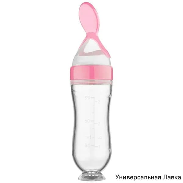 Безопасная Полезная силиконовая детская бутылка с ложкой