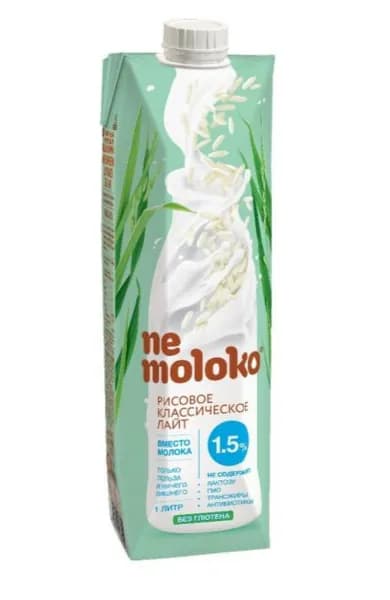 Напиток растительный рисовый Nemoloko Классический лайт 1.5%, 1л