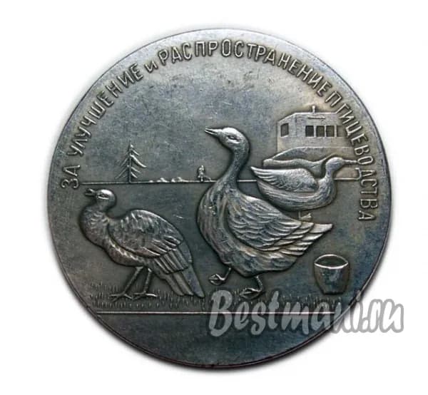 ЗА УЛУЧШЕНИЕ И РАСПРОСТРАНЕНИЕ ПТИЦЕВОДСТВА 1920-1930 гг копия серебряной медали