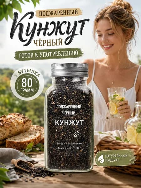 1 бутылка/Семена чёрного кунжута жареные с ореховым вкусом и ароматом