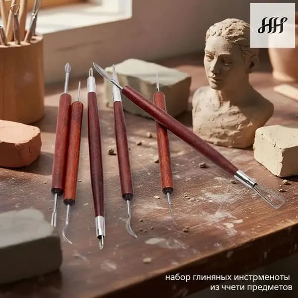 Эксклюзивный набор для лепки FLYNN из6 металлических стеков предназначен для моделирования глины.