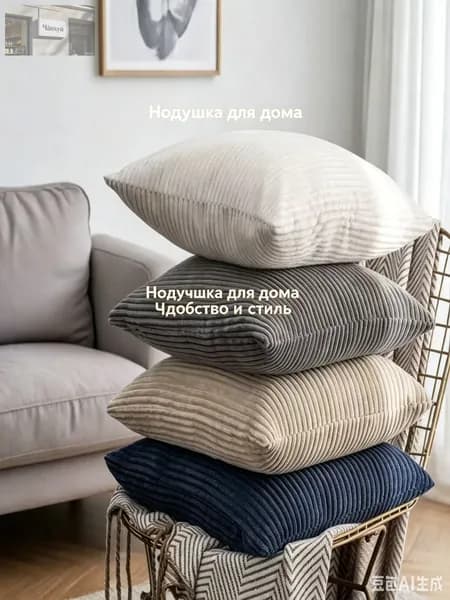 Бескаркасный диван Подушка, Вельвет, Размер S,белый