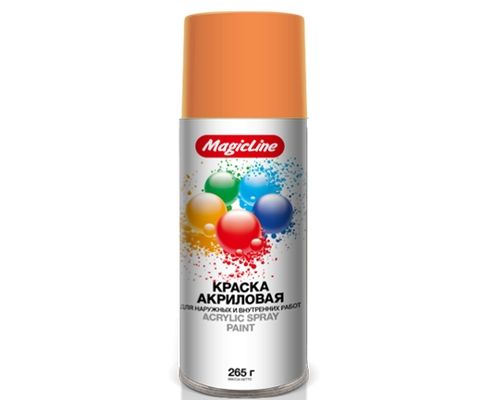 Краска-спрей (эмаль) RAL 1028 Желто-оранжевая 450мл (265гр) аэрозоль (MagicLine)