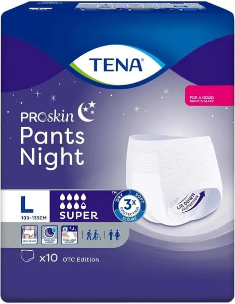 Подгузники-трусы Tena Pants Night Super Large, объем талии 100-135 см, 10 шт.