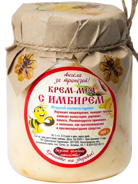 Крем-мёд натуральный цветочный с Имбирем, 400 гр.