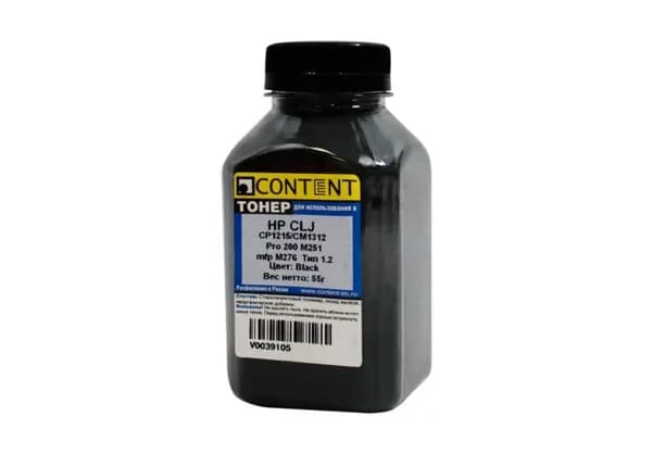 Тонер HP CLJ CP1215/1515/1518/1312 химический (Content) BK,55 гр, банка