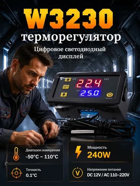 Терморегулятор, термостат, черный