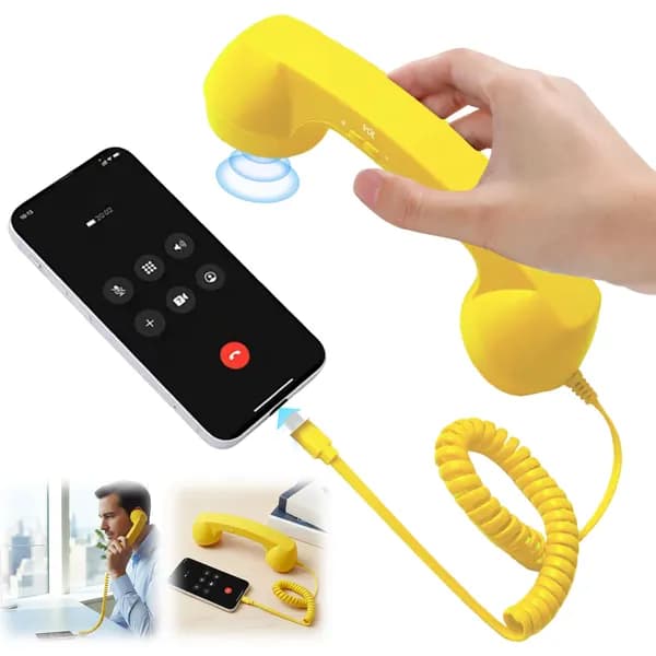 Ретро-трубка для смартфонов с USB-C, жёлтая