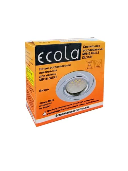 Светильник MR16 DL3181 GU5.3 встр. литой матовый хром/алюм вихрь 23x78 (кd74) Ecola