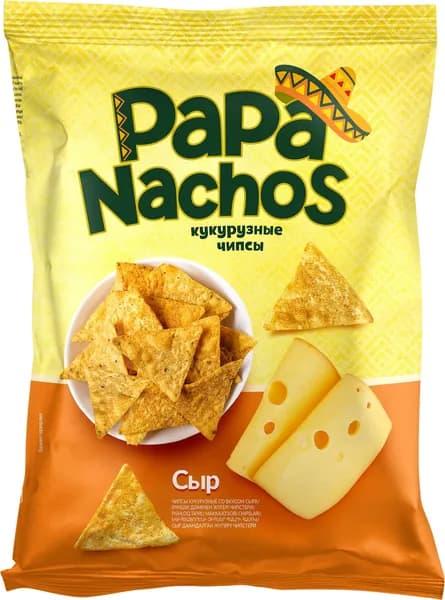 Чипсы кукурузные начос Papa Nachos со вкусом сыра, 75 г