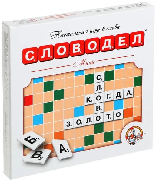 Настольная интеллектуальная игра "Словодел-Мини" на эрудицию, составь слово из букв, 120 картонных фишек, эрудит, скрабл, скрэббл